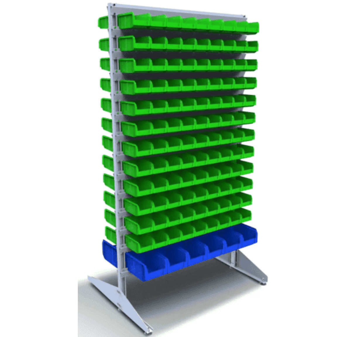 Стенд с пластиковыми ящиками для метизов - 228 контейнера