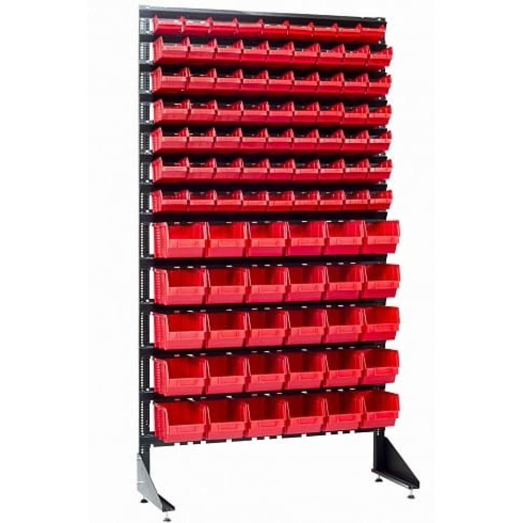 Стенд односторонний для метизов 1800 мм на 93 пластиковых ящика