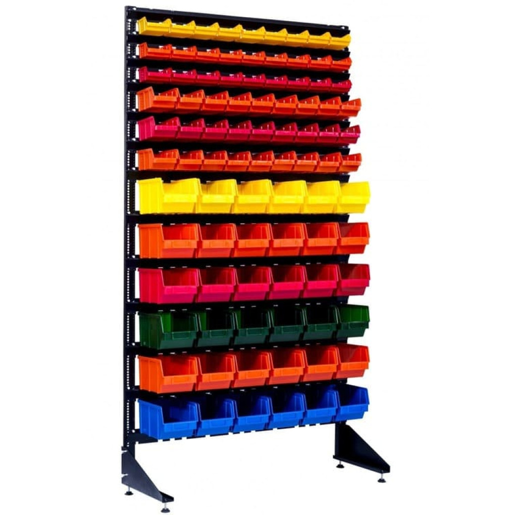 Стеллаж метизный с пластиковыми ящиками - 90 кювет