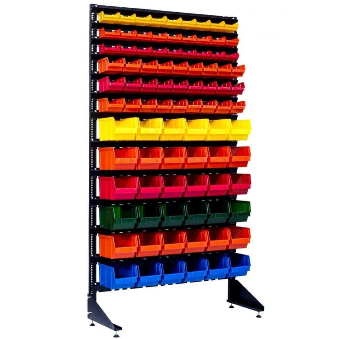 Стелаж метизний із пластиковими ящиками - 90 кювет