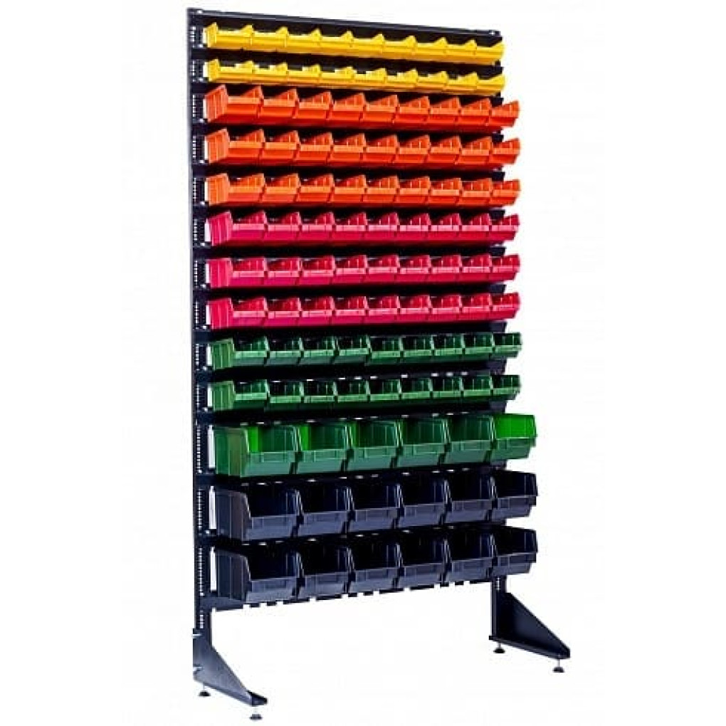 Стелаж для магазину з ящиками пластиковими - 108 шт