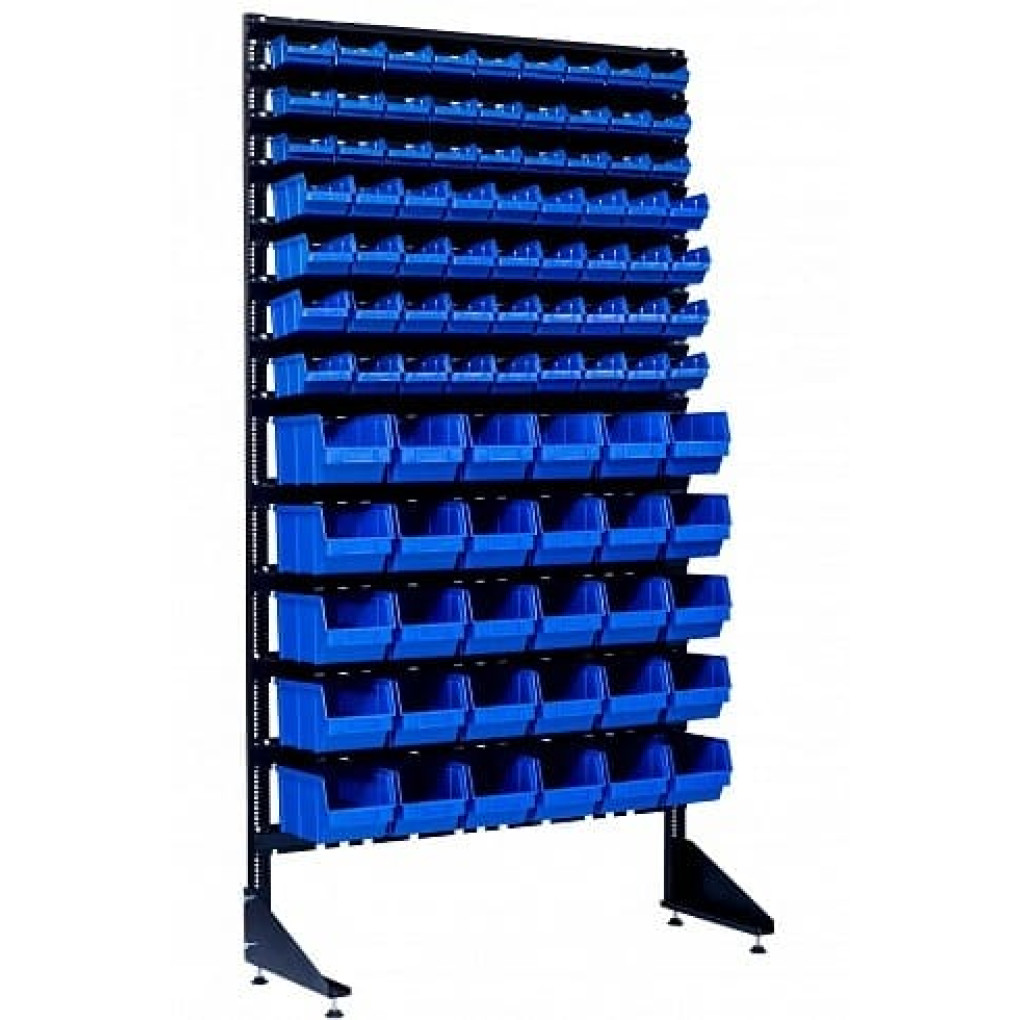 Стеллаж для фурнитуры на 93 пластиковых ящика