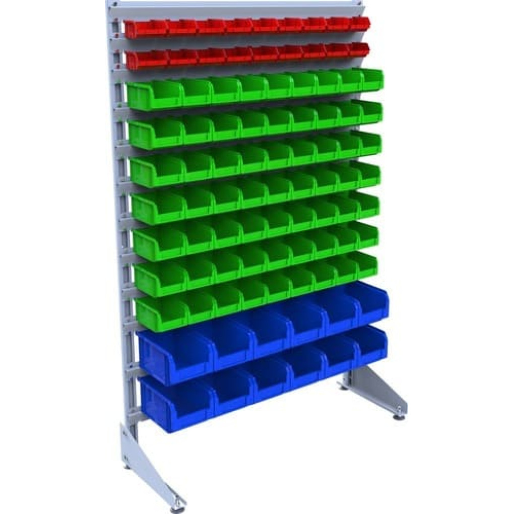 Стелаж на склад для зберігання металовиробів на 93 контейнери