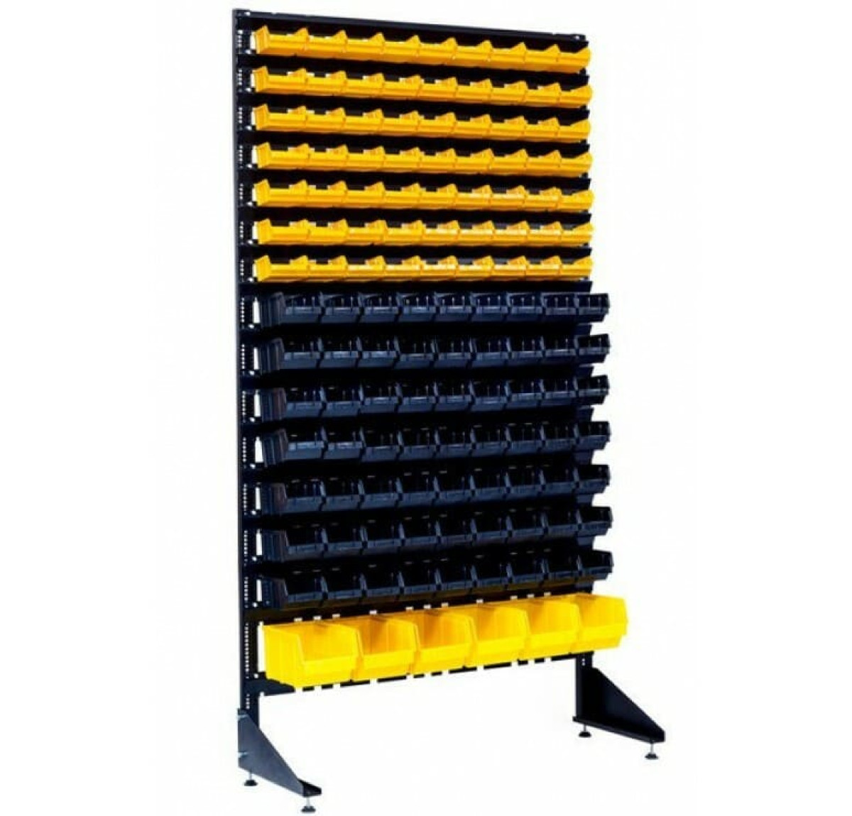 Стенд із ящиками пластмасовими для кріплення - 132 ящики