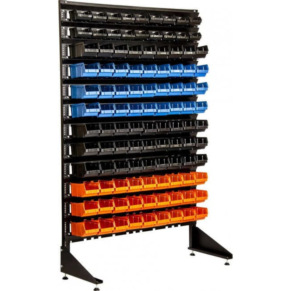 Стелаж із ящиками під металовироби на 108 лотків