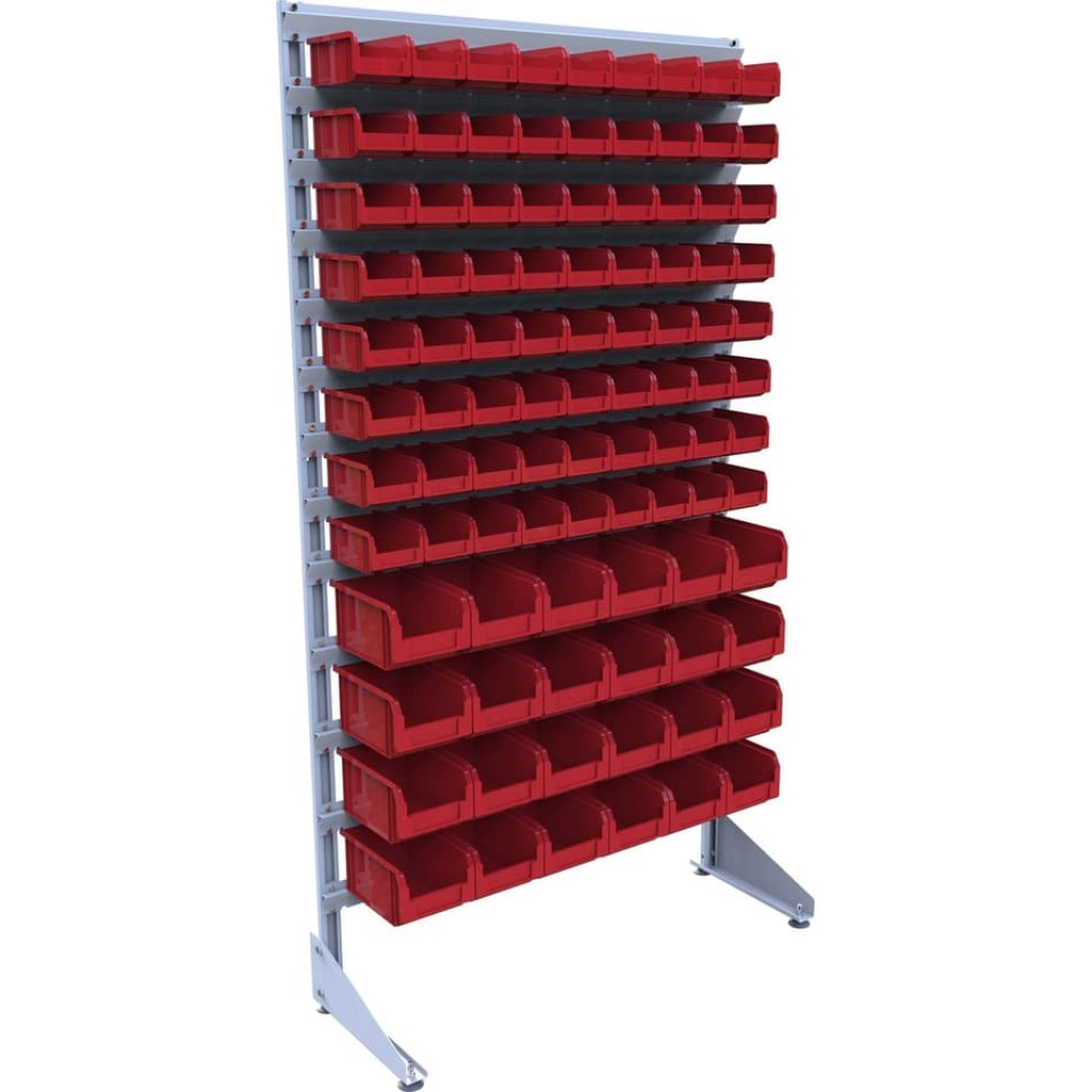 Односторонний стенд с контейнерами для метизов - 96 лотков