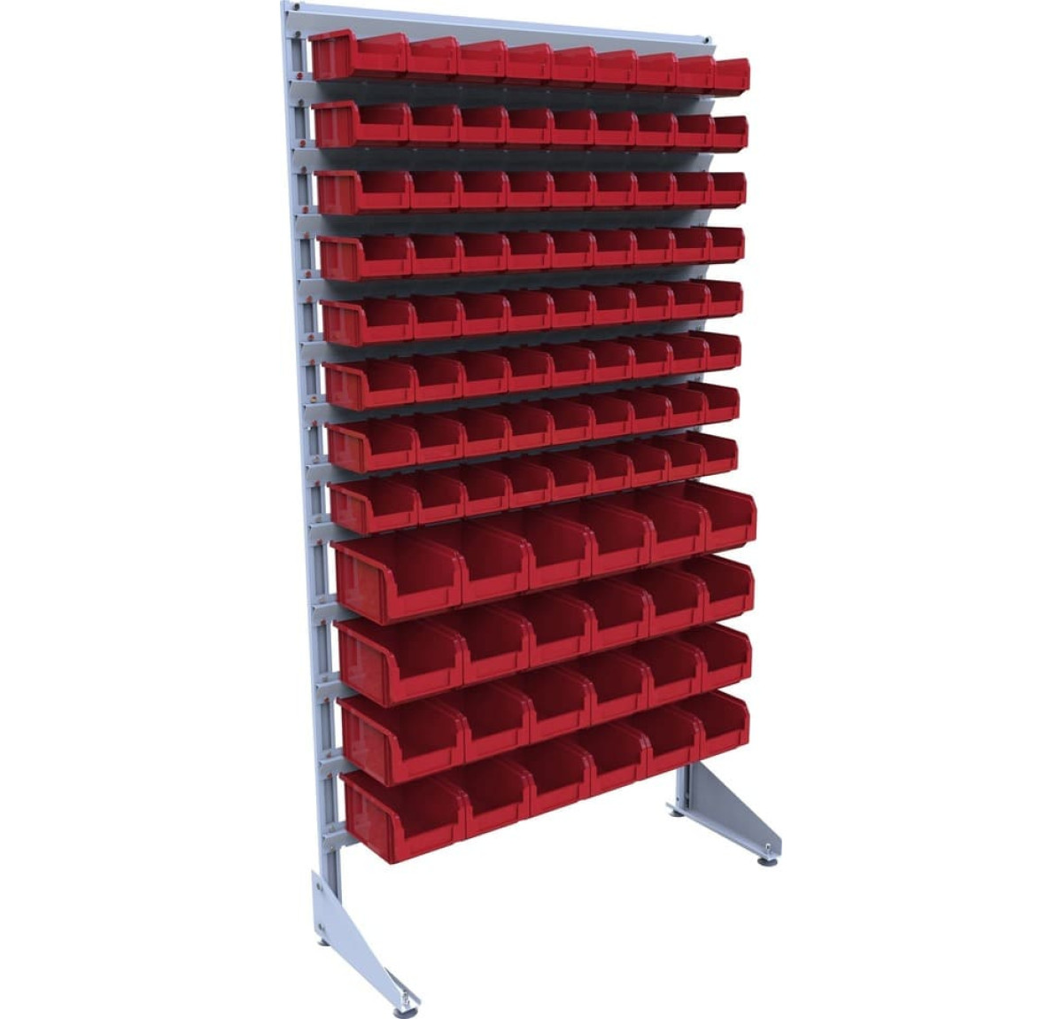Односторонній стенд з контейнерами для металовиробів - 96 лотків