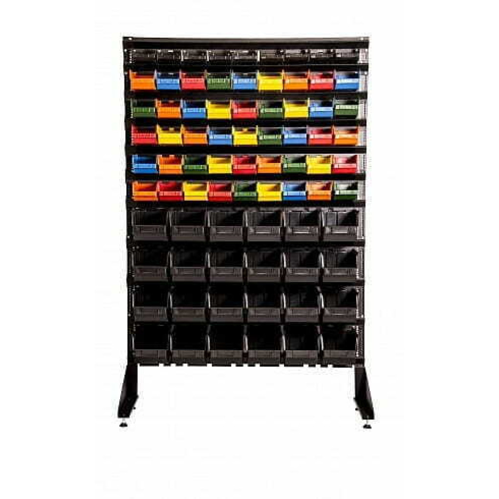 Стеллаж с лотками под запчасти - 78 ящиков