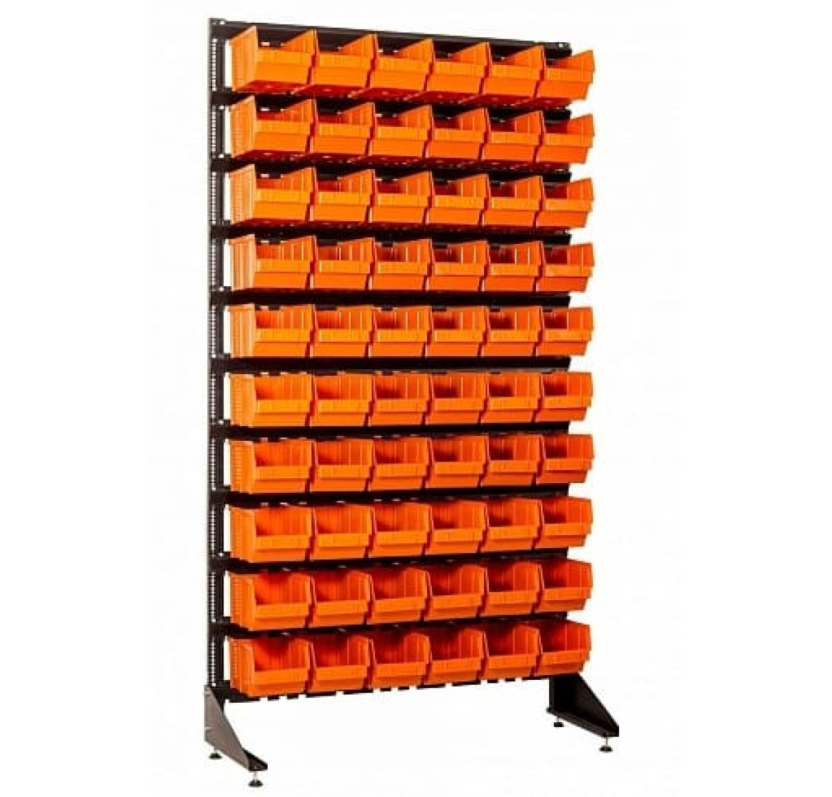 Стелаж для металовиробів на склад на 60 пластикових ящика