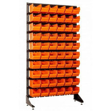 Стелаж для металовиробів на склад на 60 пластикових ящика