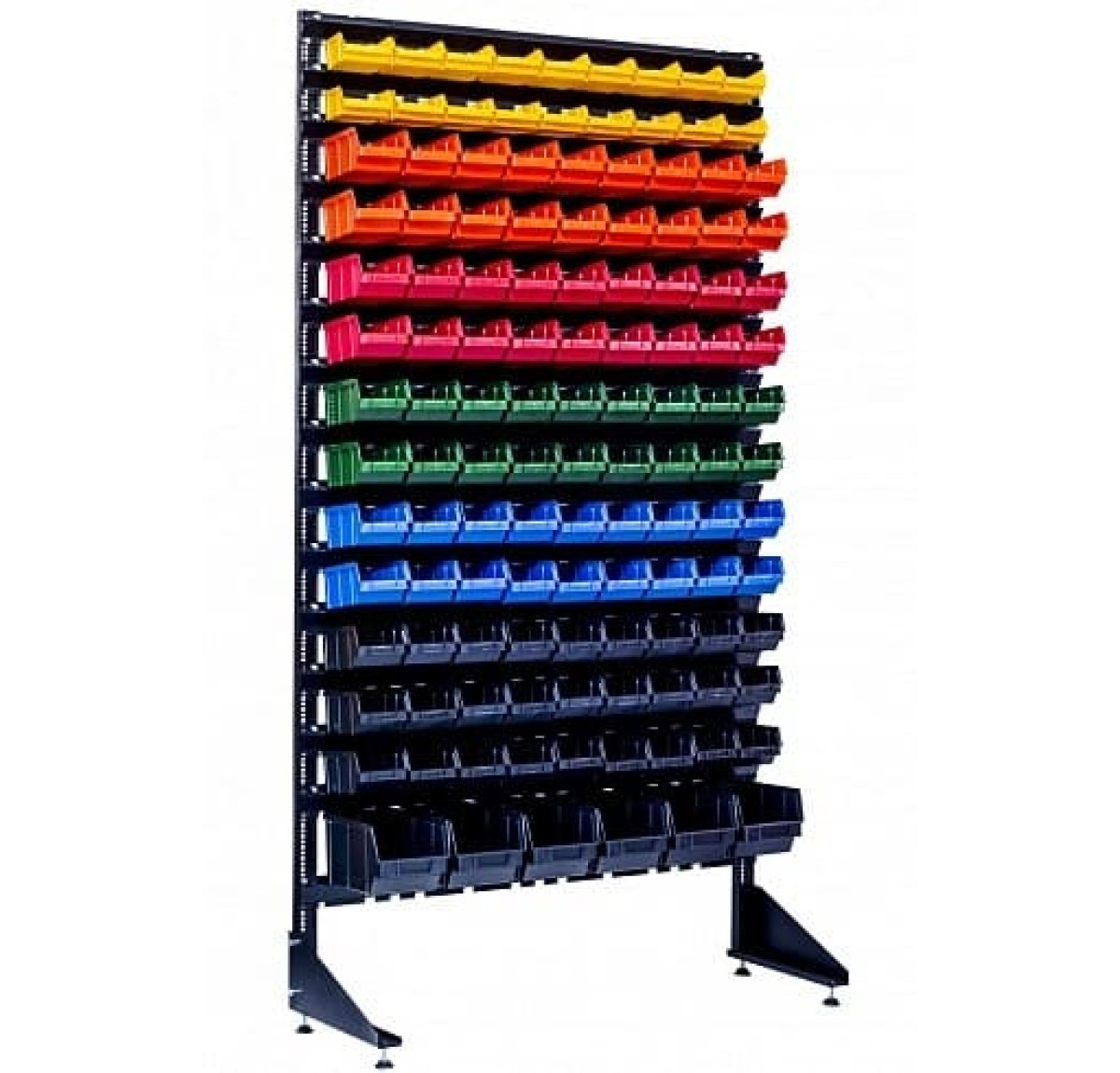 Стелаж із пластиковими ящиками для болтів - 123 лотки