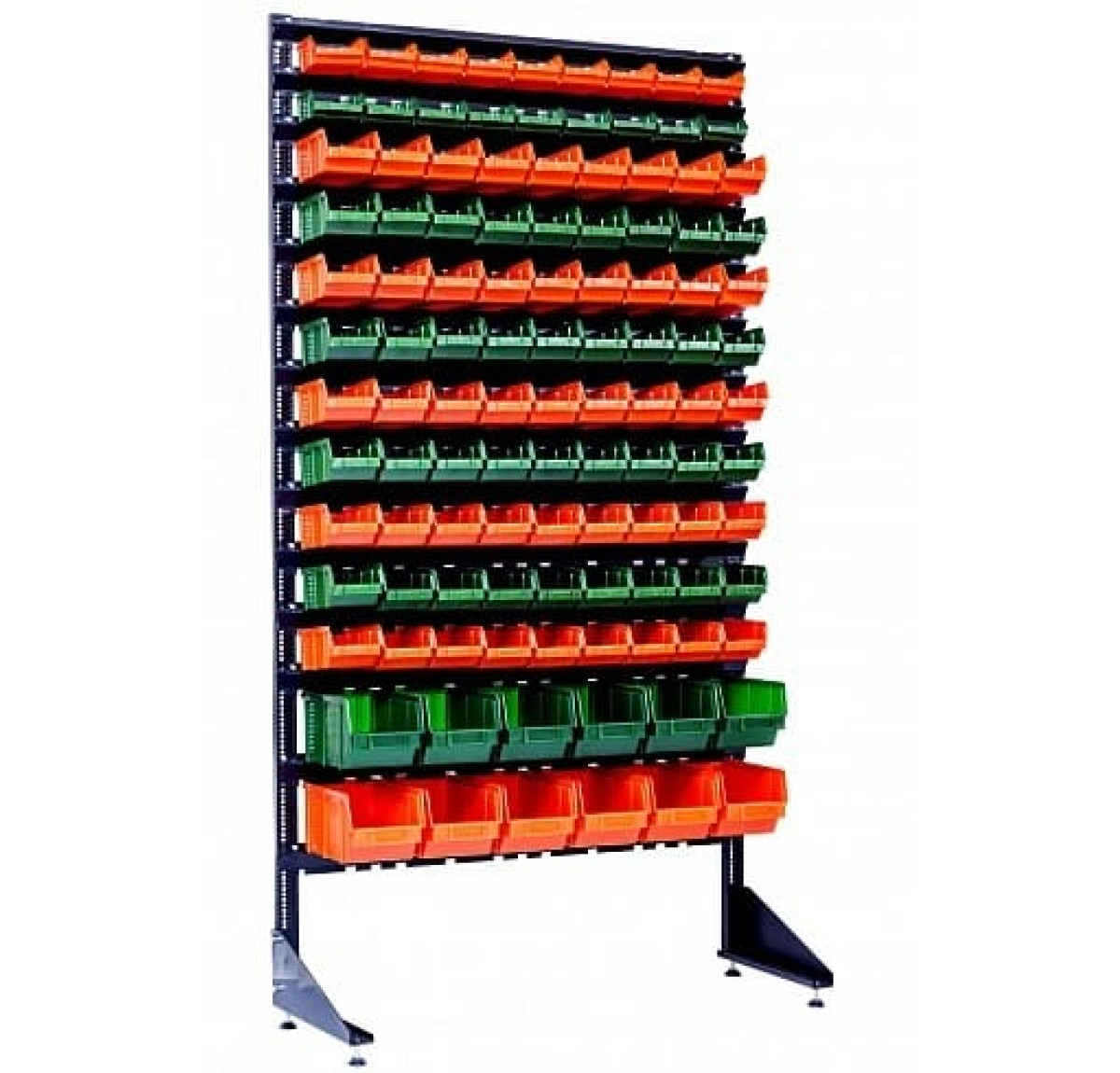 Стелаж металевий із пластиковими ящиками - 111 ящиків