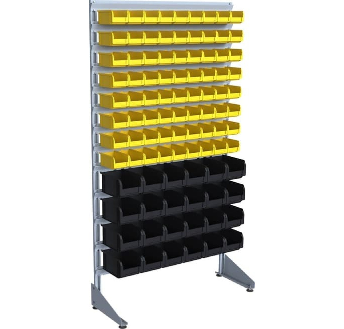 Торговый стеллаж для метизов - 96 пластиковых ящика