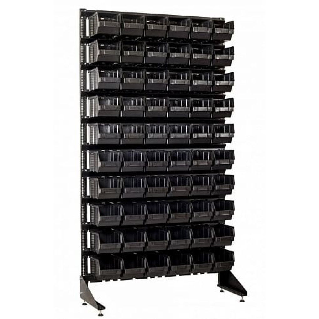 Стелаж для зберігання запчастин та деталей - 60 ящиків пластикових