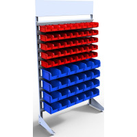 Метизный складской стеллаж на 69 контейнеров пластиковых