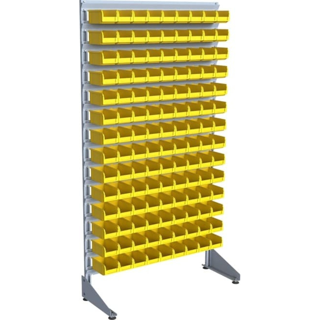 Стенд односторонний на 126 пластиковых лотков для склада