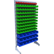 Стелаж із пластиковими ящиками для запчастин - 108 лотків