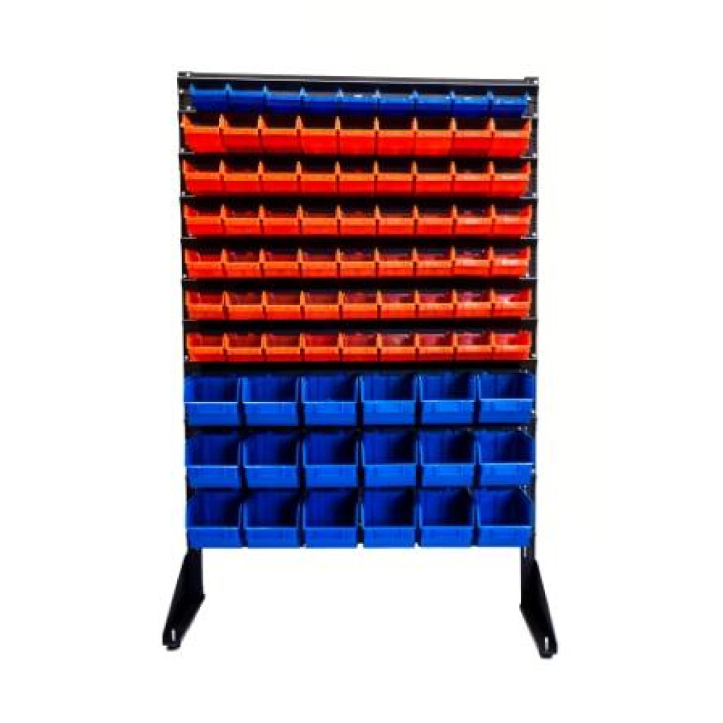 Металевий стелаж з пластиковими боксами -81 шт