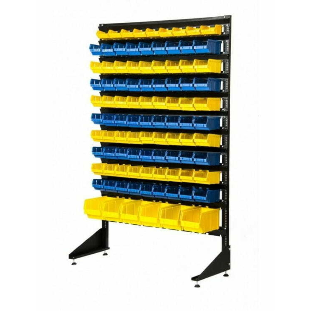Стойка для метизов на склад на 96 пластиковых ящиков