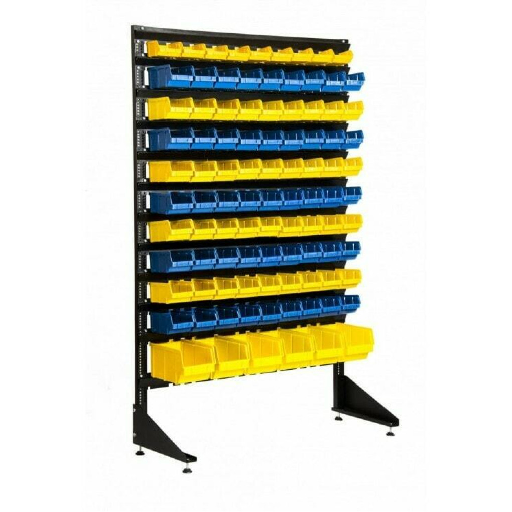 Стойка для метизов на склад на 96 пластиковых ящиков