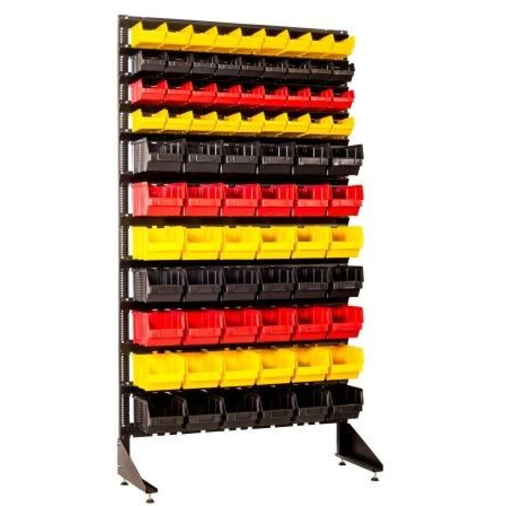 Пристінний стелаж на 78 пластикових осередків для металовиробів, дрібних товарів та інструментів