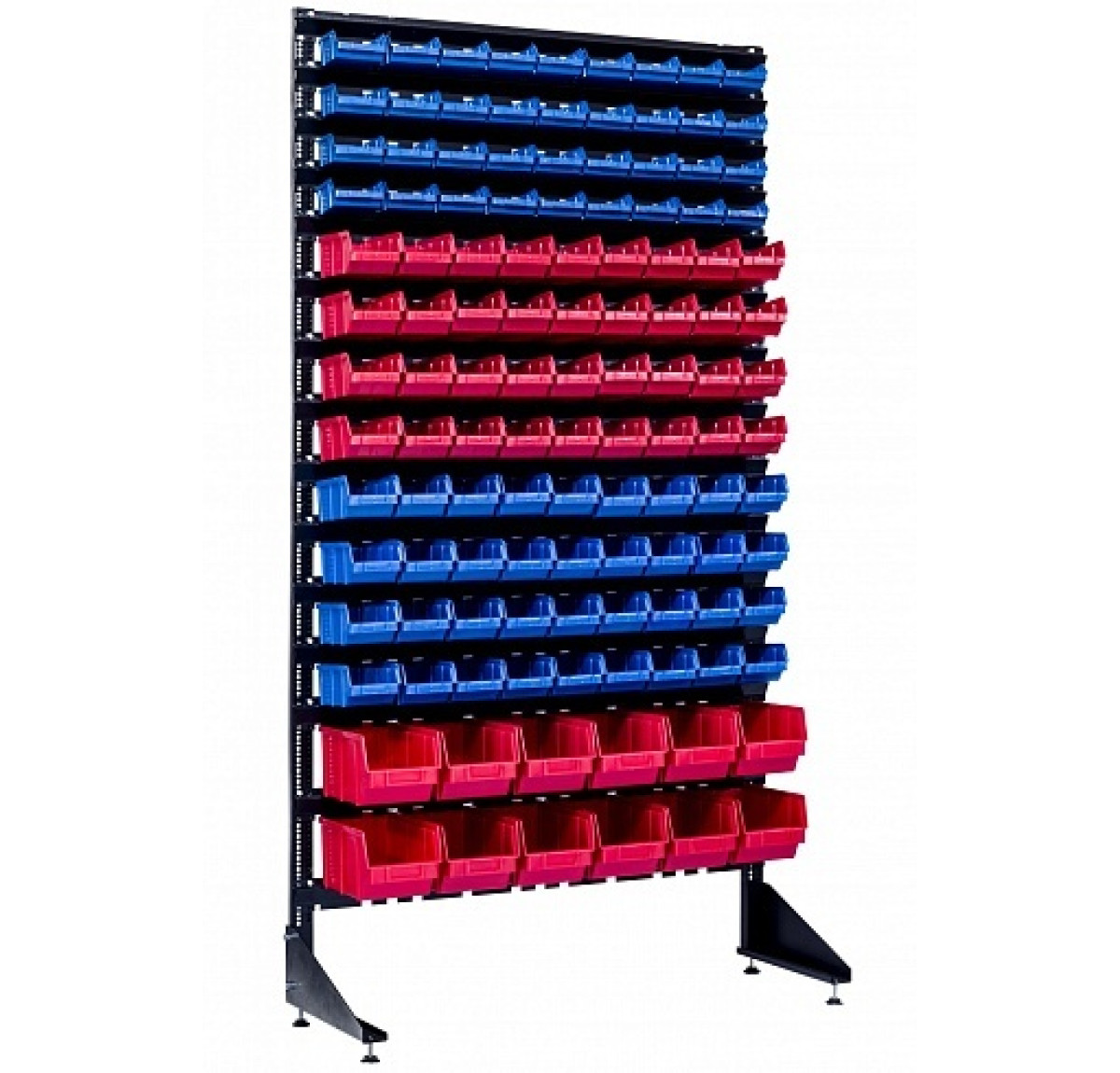 Стелаж на 120 пластикових боксів для будівельного кріплення