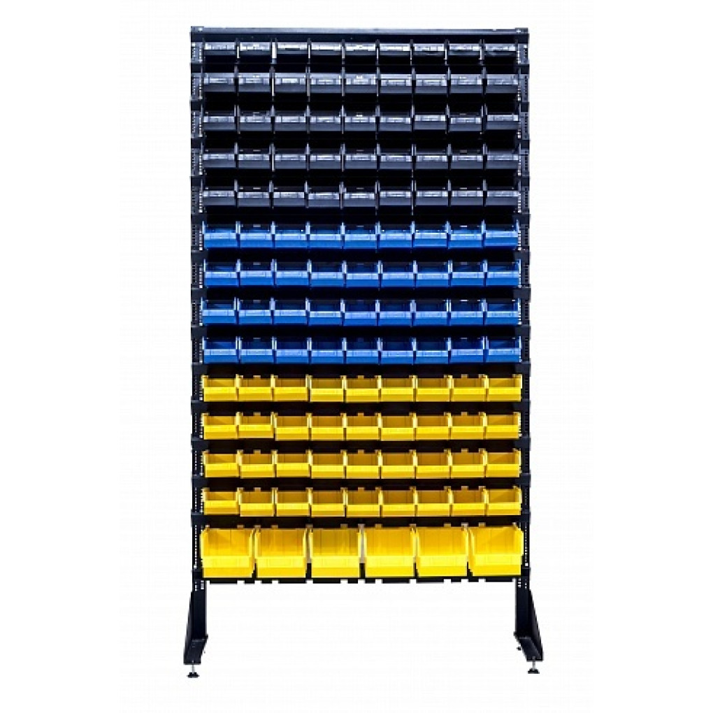 Стелаж складський - 123 лотки - з пластиковими ящиками під запчастини