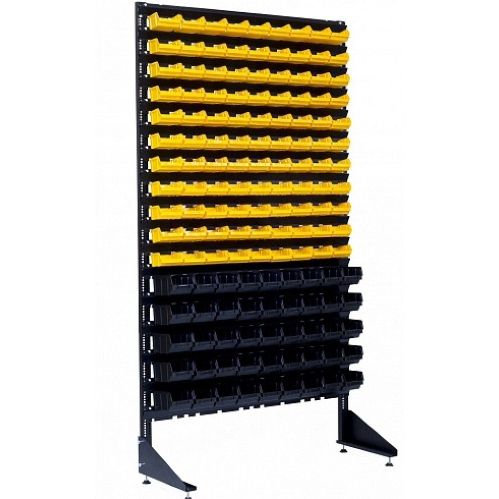 Витрины в магазине запчастей с пластиковыми метизными лотками - 144 контейнера