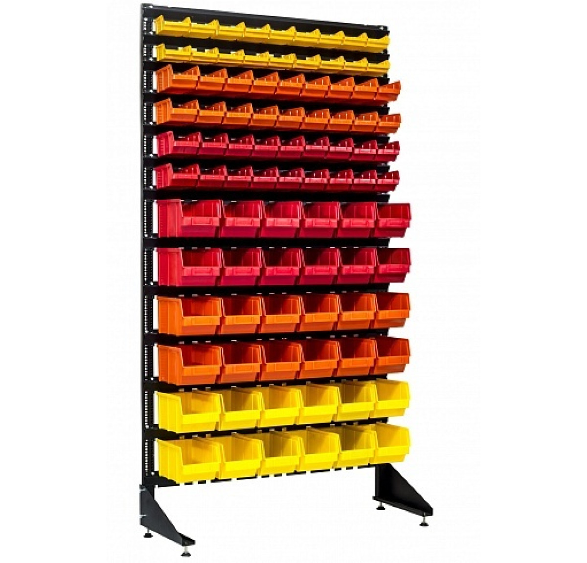 Стелаж пристінний на 90 ящиків для шиномонтажу або магазину