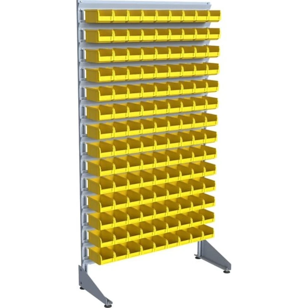 Стенд односторонний на 126 пластиковых лотков для склада